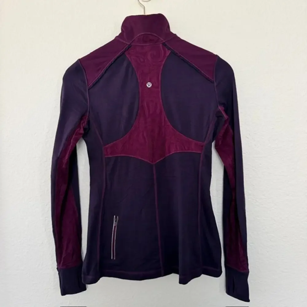 Lululemon Star Runner Pullover Hyper Stripe Plum/Plum Women 10 Half Zip Stretch